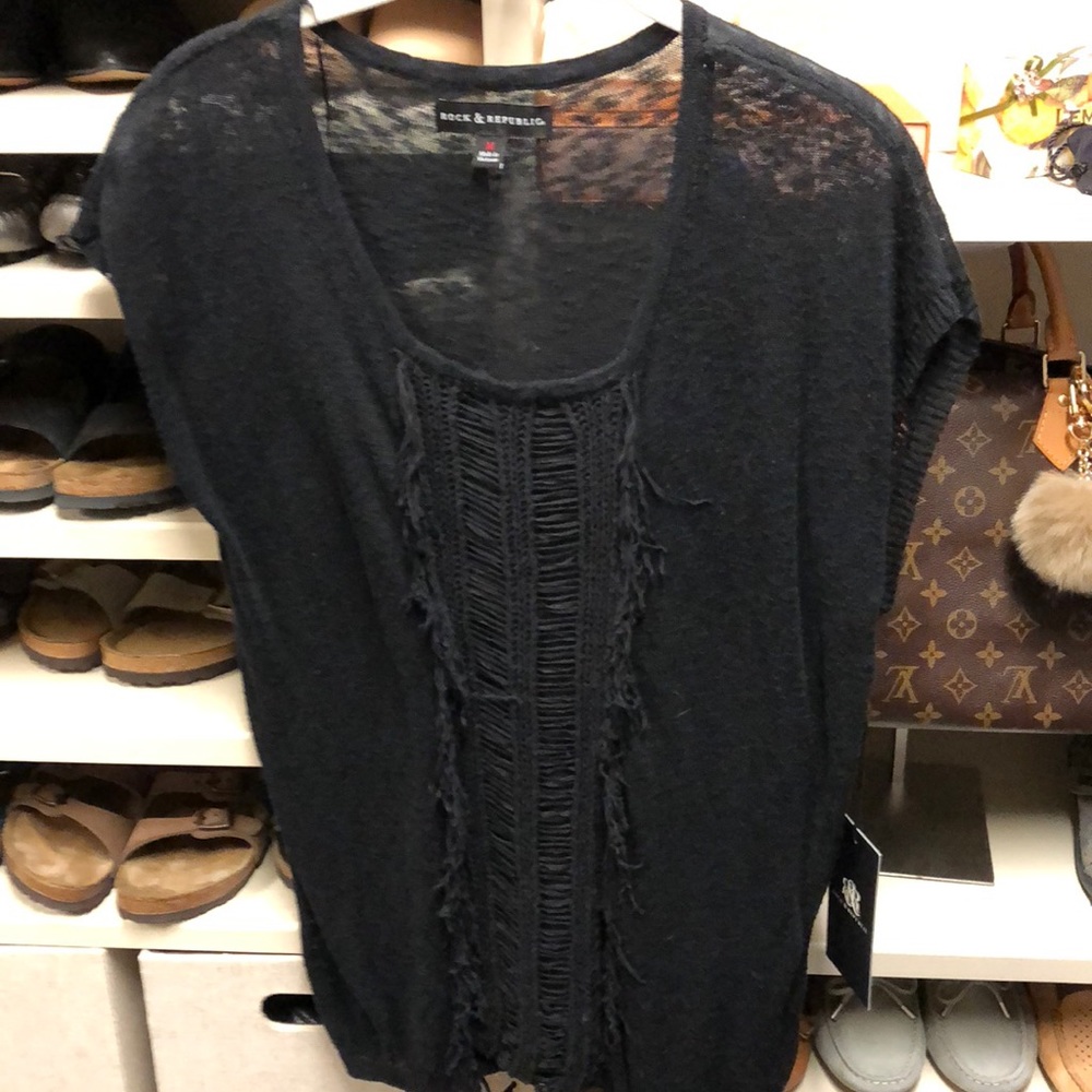 Rock & Republic short sleeve black sweater